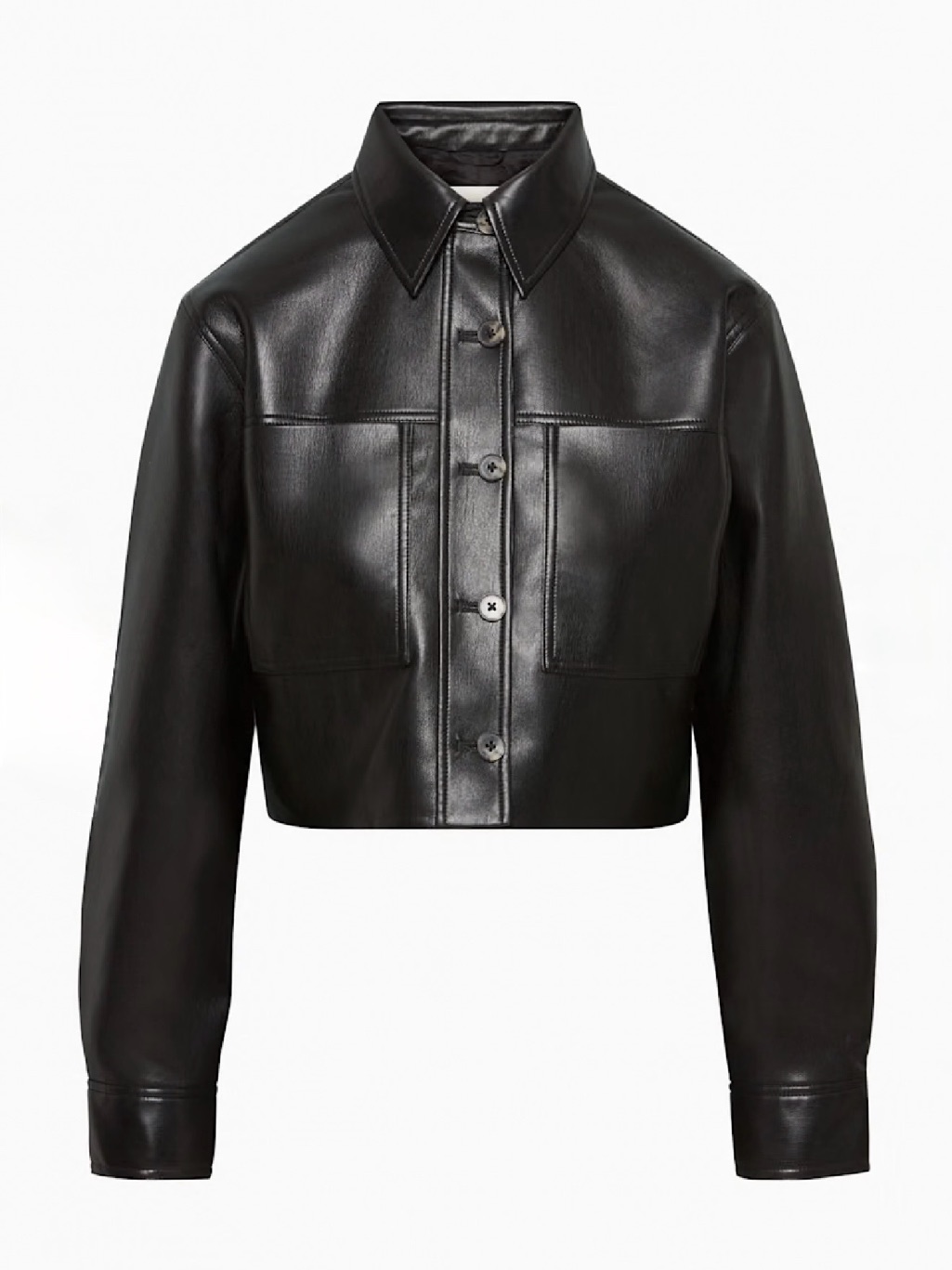 Aritzia Bnwt Cropped Leather Button-Front Jacket